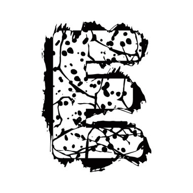 Sıkıntılı grunge yazı tipi. Beyaz arkaplanda siyah vektör harfi izole edildi.