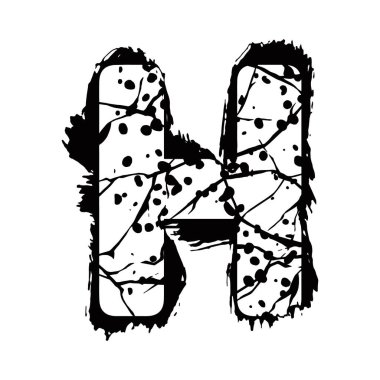 Sıkıntılı grunge yazı tipi. Beyaz arkaplanda siyah vektör harfi izole edildi.