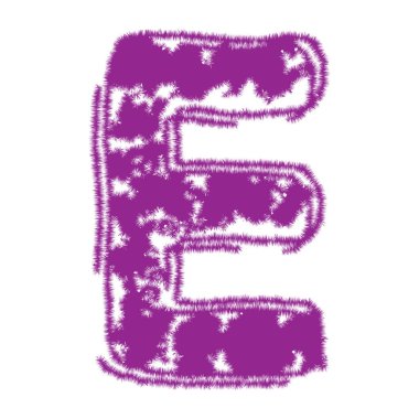 Kürk efektli mor büyük harf beyaz arkaplanda izole.