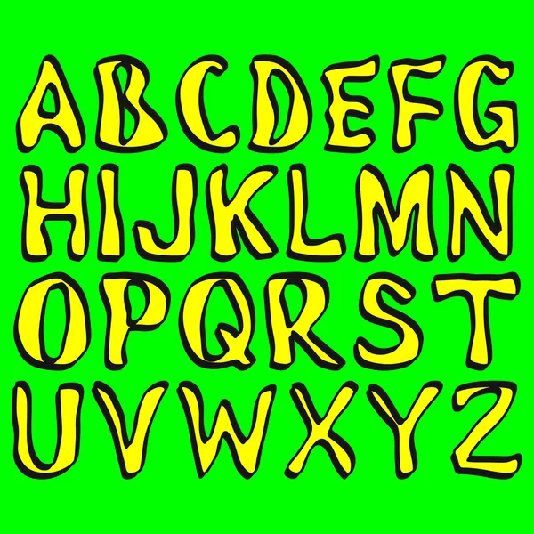 Alphabet Jaune Simple Avec Contour Noir Fonte Vectorielle — Image vectorielle
