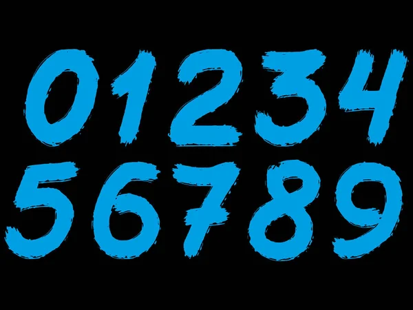 黒の背景に青いストロークベクトルの数 — ストックベクタ