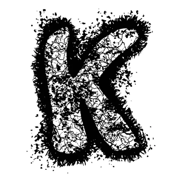 Sıkıntılı grunge yazı tipi. Beyaz arkaplanda siyah vektör harfi izole edildi.