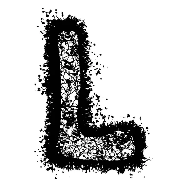 Distressed Grunge Font Black Vector Letter Isolated White Background — стоковый вектор