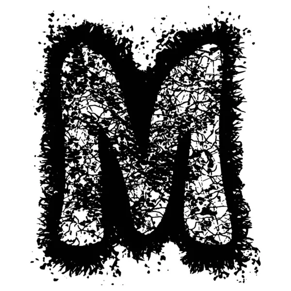 Στενοχωρημένη Γραμματοσειρά Grunge Μαύρο Διανυσματικό Γράμμα Απομονωμένο Λευκό Φόντο — Διανυσματικό Αρχείο