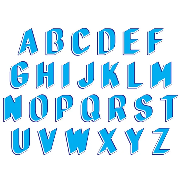 Alphabet Vectoriel Décoratif Bleu Isolé Sur Fond Blanc — Image vectorielle