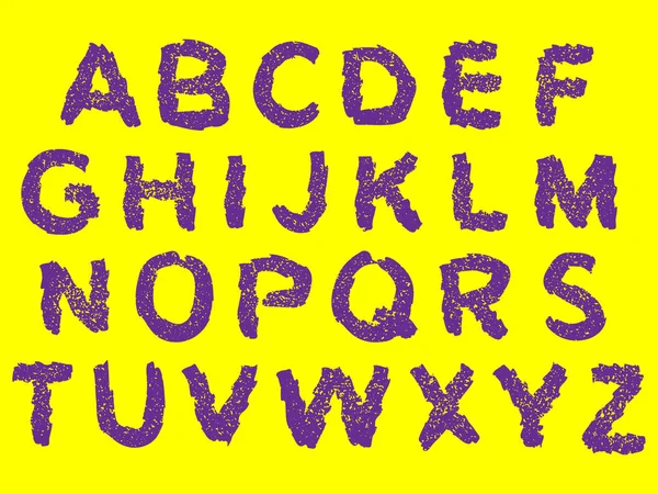 Alphabet Vectoriel Décoratif Sur Fond Jaune Fonte Art — Image vectorielle