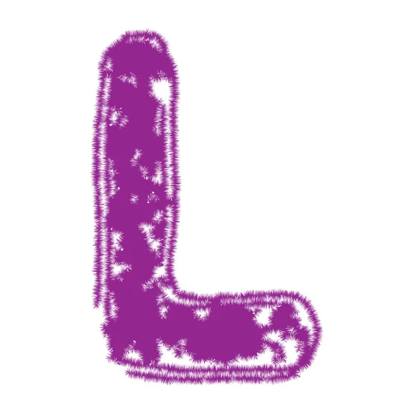Lila Großbuchstaben Mit Pelzeffekt Isoliert Auf Weißem Hintergrund — Stockvektor