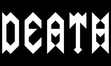 Kelimenin vektör harfleri ÖLÜM. Metal müzik tarzı. Grunge yazı tipi..