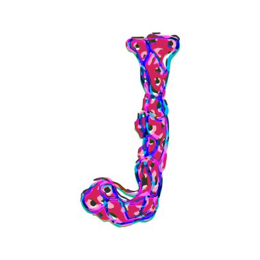 Renkli dekoratif vektör harfi beyaz arkaplanda izole edildi. Sanat yazı tipi.