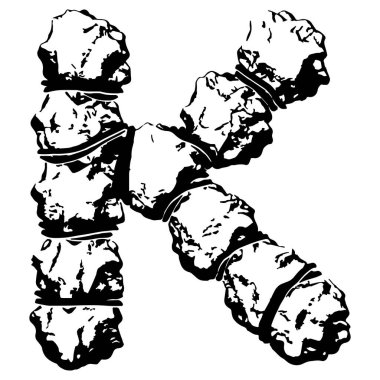 Kabloyla sarılı büyük harf beyaz arka planda izole edildi. Grunge yazı tipi.