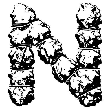 Kabloyla sarılı büyük harf beyaz arka planda izole edildi. Grunge yazı tipi.