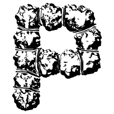 Kabloyla sarılı büyük harf beyaz arka planda izole edildi. Grunge yazı tipi.