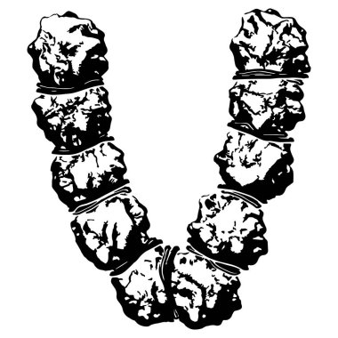 Kabloyla sarılı büyük harf beyaz arka planda izole edildi. Grunge yazı tipi.