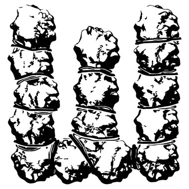 Kabloyla sarılı büyük harf beyaz arka planda izole edildi. Grunge yazı tipi.