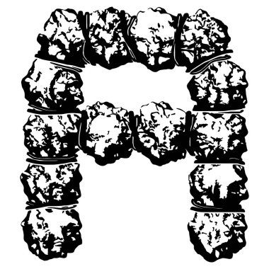 Kabloyla sarılı büyük harf beyaz arka planda izole edildi. Grunge yazı tipi.