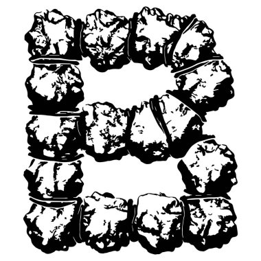 Kabloyla sarılı büyük harf beyaz arka planda izole edildi. Grunge yazı tipi.