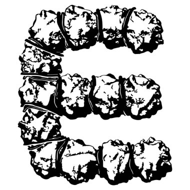 Kabloyla sarılı büyük harf beyaz arka planda izole edildi. Grunge yazı tipi.