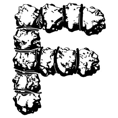 Kabloyla sarılı büyük harf beyaz arka planda izole edildi. Grunge yazı tipi.