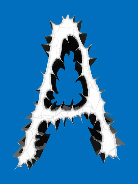 Спінінг Верхньої Літери Ізольовано Синьому Фоні Шрифт Гранджу — стоковий вектор