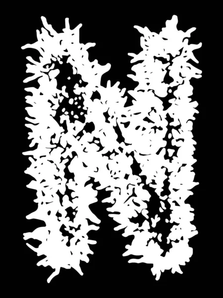 金属乐队的字体 黑色背景上有污迹的白色信件 — 图库矢量图片