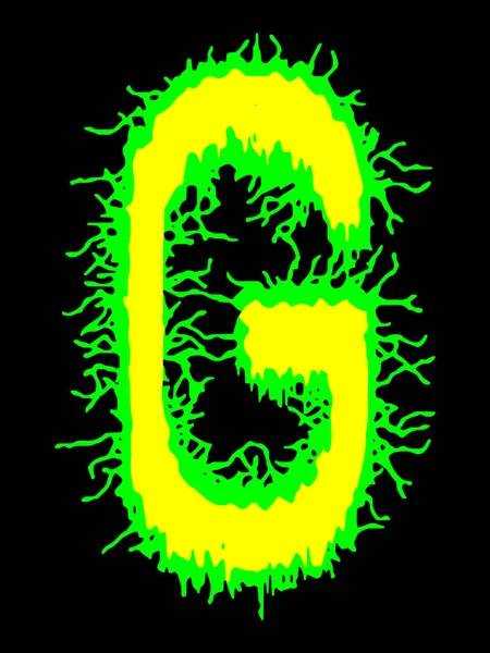 Font Yellow Green Letter Smudges Black Background — стоковый вектор