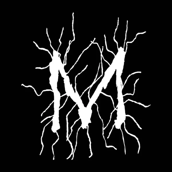 Metal Music Band Font White Letter Smudges Black Background — Stock Vector