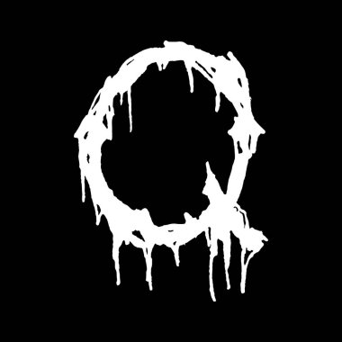 Metal müzik grubunun yazı tipi. Siyah arkaplanda lekeler olan beyaz harf..