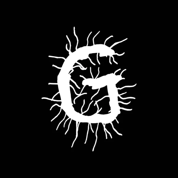 Metal Music Band Font White Letter Smudges Black Background - Stok Vektor