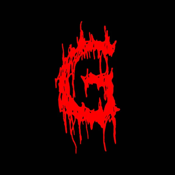 Metal müzik grubunun yazı tipi. Siyah arkaplanda lekeler olan kırmızı harf..