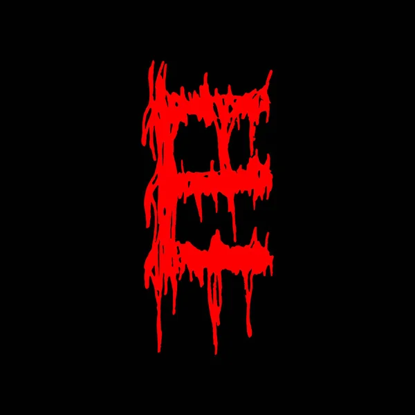 Metal müzik grubunun yazı tipi. Siyah arkaplanda lekeler olan kırmızı harf..