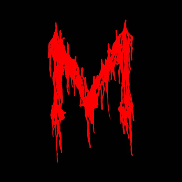 Metal müzik grubunun yazı tipi. Siyah arkaplanda lekeler olan kırmızı harf..