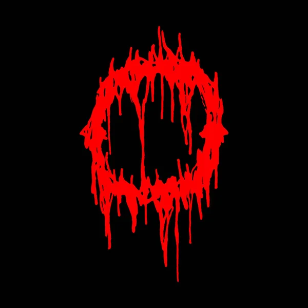 Metal müzik grubunun yazı tipi. Siyah arkaplanda lekeler olan kırmızı harf..