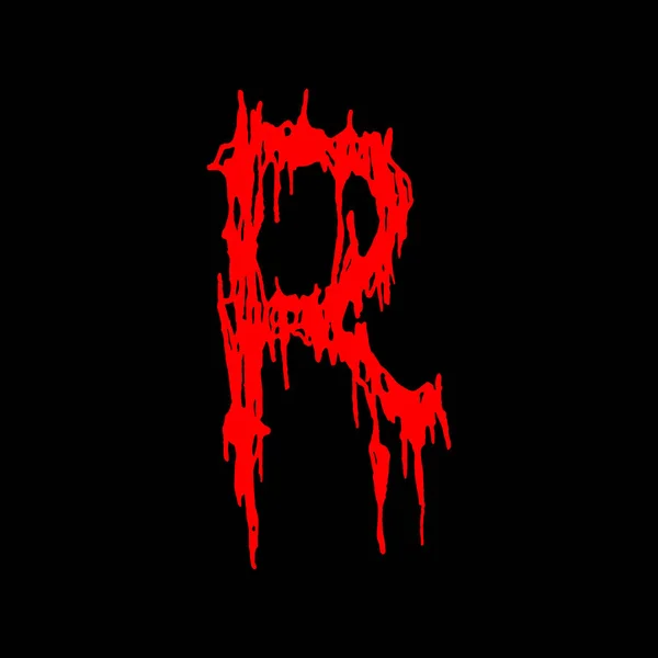 Metal müzik grubunun yazı tipi. Siyah arkaplanda lekeler olan kırmızı harf..