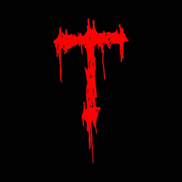 Metal müzik grubunun yazı tipi. Siyah arkaplanda lekeler olan kırmızı harf..