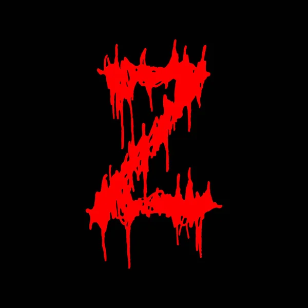 Metal müzik grubunun yazı tipi. Siyah arkaplanda lekeler olan kırmızı harf..