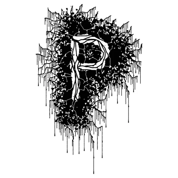 金属乐队的字体 黑字与污迹隔离在白色背景上 — 图库矢量图片