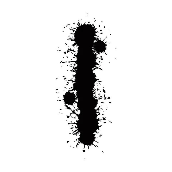 Schwarzer Tintenklecks Buchstabe Isoliert Auf Weißem Hintergrund Handgezeichnete Vektorschrift — Stockvektor