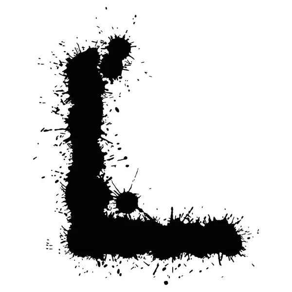 Zwarte Inkt Vlekken Brief Geïsoleerd Witte Achtergrond Handgetekende Vector Belettering — Stockvector