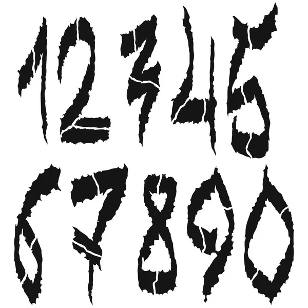 Grunge Cracking Numbers Decorative Fonte Style Vector Letras Ilustração — Vetor de Stock