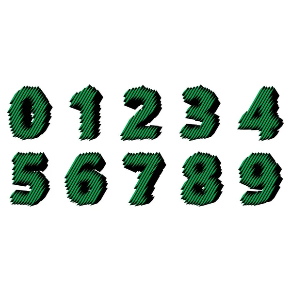 Stripped Set Numbers Isolated White Background — Stock Vector