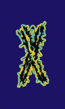 Mavi arka planda dikenleri olan dekoratif grunge harfi.