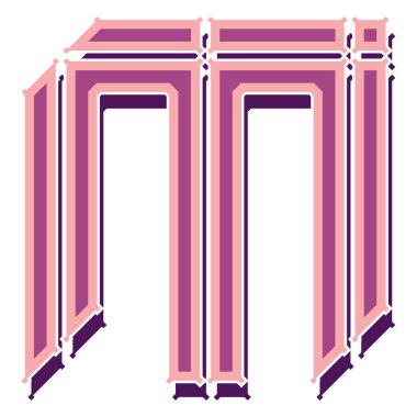 Dekoratif vektör harfleri. Pembe harf beyaz arkaplanda izole edildi.