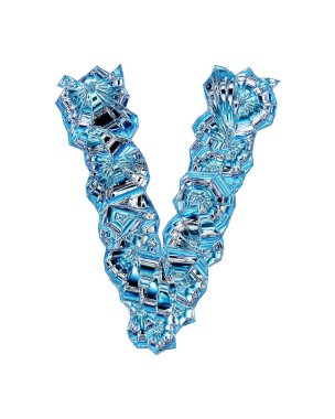 Mavi kristal yazı tipi. Cam italik küçük harf..