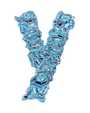 Mavi kristal yazı tipi. Cam italik küçük harf..