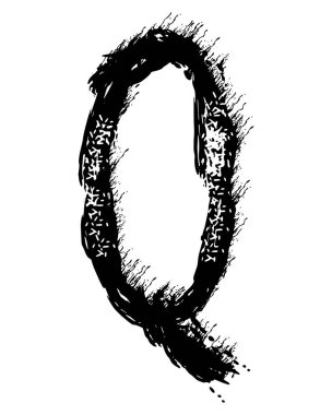 Beyaz arkaplanda el yazısı siyah boya harfi izole edildi. 