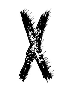 Beyaz arkaplanda el yazısı siyah boya harfi izole edildi. 