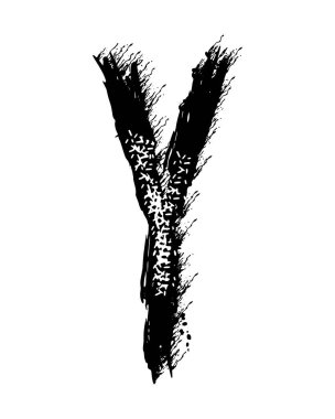 Beyaz arkaplanda el yazısı siyah boya harfi izole edildi. 