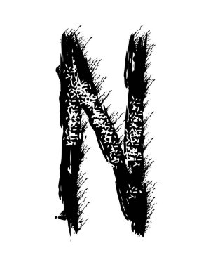 Beyaz arkaplanda el yazısı siyah boya harfi izole edildi. 