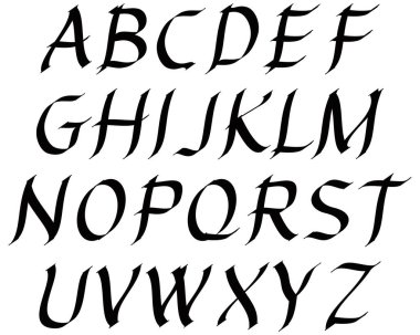 Dekoratif vektör alfabesi beyaz arkaplanda izole edildi.