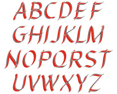 Dekoratif vektör alfabesi beyaz arkaplanda izole edildi.